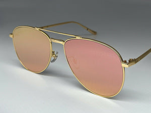 Blanc & Eclare Sunglasses- Pink Lens w/Gold Metal Frame-Black Lens-NEW B37