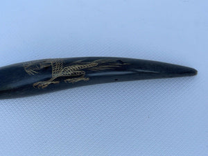 Hand Carved Horn with DRAGON Carving B40