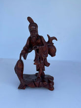 Load image into Gallery viewer, Antique/Vintage 8&quot; Chinese Hand Carved Cinnabar Man with Fish Figurine 40