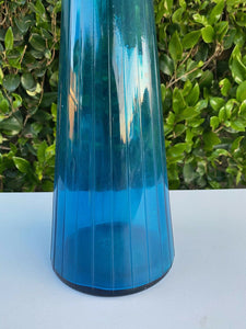 Vintage Mid Century Modern 20in Tall Green Blue Vase / Decanter