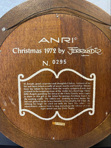 1972 Anri Jaun Ferrandiz "Christmas" Wooden Plate, 9" Diameter B43