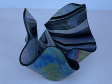 Load image into Gallery viewer, Vintage hand blown signed art glass handkerchief iridescent aurene vase bowl