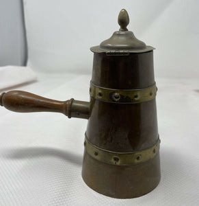 COBRE TLAQUEPAQUE Copper, Brass Wooden Handled Coffee Pot  W/Lid VINTAGE B46