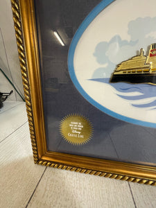 Disney Cruise Line DCL Exclusive Jumbo 8” Ship Pin Logo Set Framed Picture B67