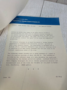 Vintage Space Shuttle Columbia/ NASA thermo images Press release documents. B66