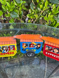 Vintage Western Comic Zig Zag Express Train Tin Toy Key Wound Korea B72