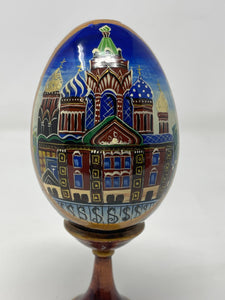 Hand Lacquered Painted  St. Petersburg Wooden Egg B50