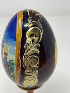 Hand Lacquered Painted  St. Petersburg Wooden Egg B50