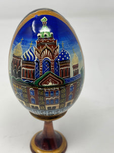 Hand Lacquered Painted  St. Petersburg Wooden Egg B50