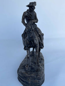 Vtg ne collectors frederic remington bronze statue the cowboy horse art b45