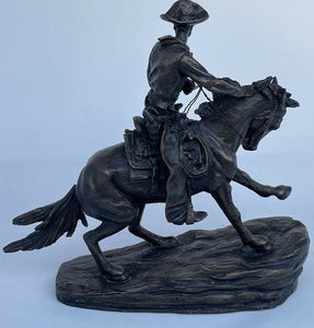 Vtg ne collectors frederic remington bronze statue the cowboy horse art b45