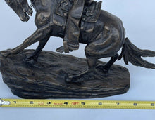 Load image into Gallery viewer, Vtg ne collectors frederic remington bronze statue the cowboy horse art b45