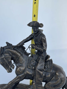 Vtg ne collectors frederic remington bronze statue the cowboy horse art b45