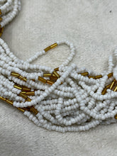 Load image into Gallery viewer, 35-Strand Microbead Torsade Necklace White Brown Vintage Jewelry B58