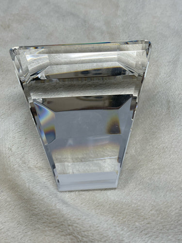 Vintage Clear Prismatic Art Glass Paperweight Signed JOHN RAYMOND 1987