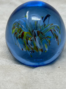 Vintage Glass Flower Sphere - Paperweight / Sculpture