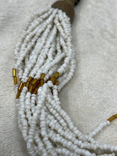 Load image into Gallery viewer, 35-Strand Microbead Torsade Necklace White Brown Vintage Jewelry B58