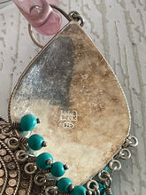 Load image into Gallery viewer, Anna Beck sterling chandelier turquoise earrings.