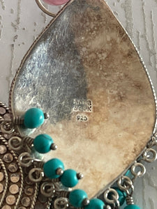 Anna Beck sterling chandelier turquoise earrings.