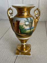 Load image into Gallery viewer, Two Old Paris Porcelain Vases with Figural and Countryside Scenes,B62