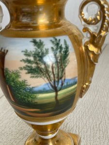 Two Old Paris Porcelain Vases with Figural and Countryside Scenes,B62