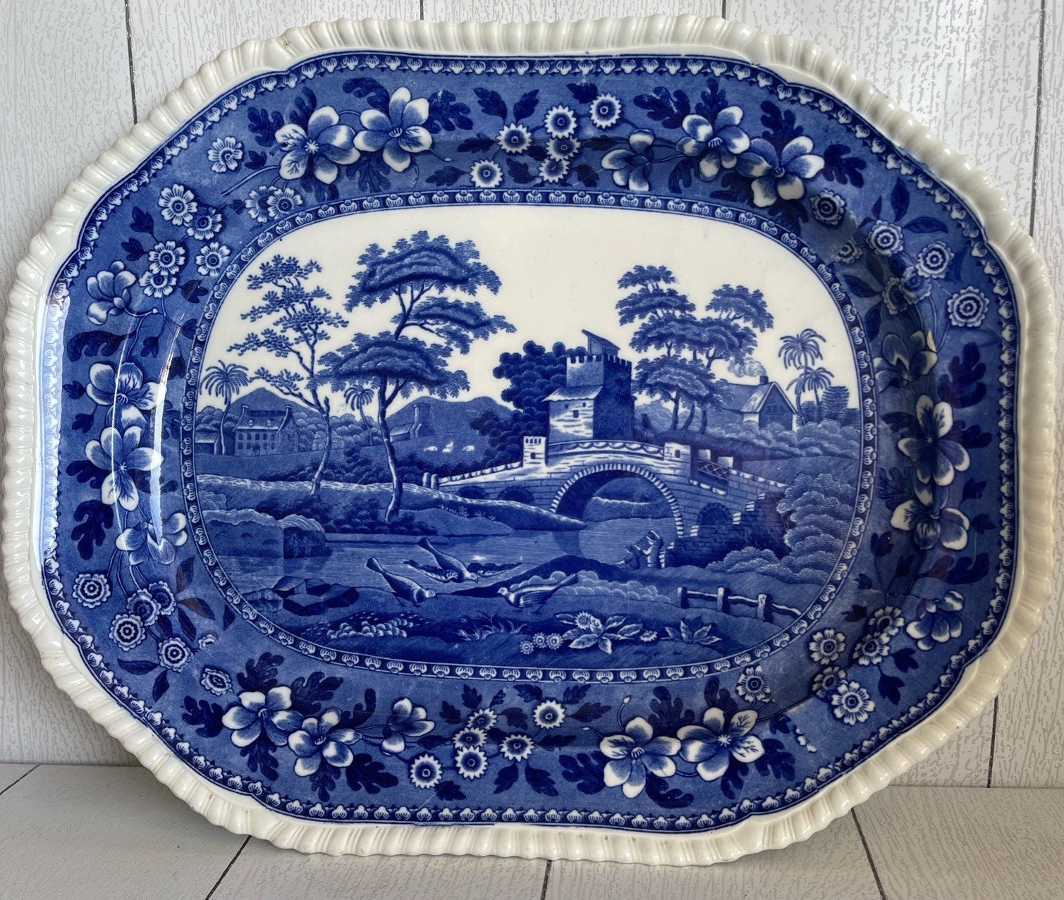 Copeland Spode Tower Blue (GADROON) Large Oval Serving Platter - ENGLAND B62