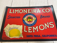 Load image into Gallery viewer, Vintage Unused Limoneira Lemon Company Crate Label NOS B69