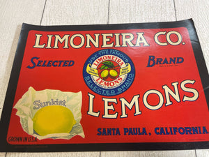Vintage Unused Limoneira Lemon Company Crate Label NOS B69