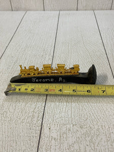 24k Gold Plated Locomotive Train Figurine on 6” Spike Railroad B64