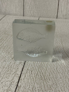 Hovmantorp Sweden Art Glass Fish In Ice B64