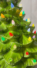 Load image into Gallery viewer, Vtg Enchanto Mold 17” Ceramic Green Christmas Tree Bird Peg Light B65