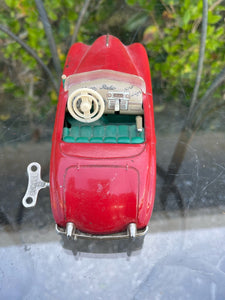 Vintage 1950’s Red Schuco Radio 4012 Convertible Car Tin Toy Windup Western Germany B72