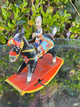 Load image into Gallery viewer, Vintage GAMA Germany Tin Wind Up circus Clown On Rocking Donkey Working B72