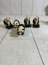 Load image into Gallery viewer, Five Panda Ornaments made of wood B69