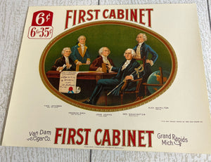 Original Old First Cabinet CIGAR Label - GEORGE WASHINGTON B69