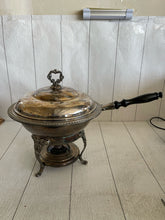 Load image into Gallery viewer, Vintage Silver Plated Footed Buffet 4 Piece Chafing Dish Set with Wood Handle B73