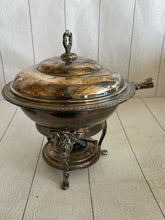 Load image into Gallery viewer, Vintage Silver Plated Footed Buffet 4 Piece Chafing Dish Set with Wood Handle B73