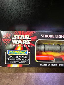 Star Wars Darth Maul Double Lightsaber Electronic Lights Sounds Hasbro 1999 NEW