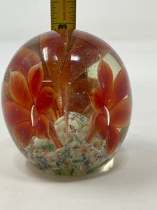 Vintage Floral Glass Paper Weight