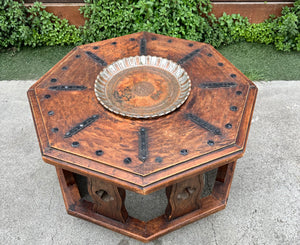 Spanish Colonial Revival Rustic 2-Tiered Octagon Brazier Coffee Table