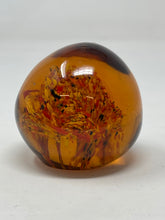 Load image into Gallery viewer, Vintage 3 Trumpet Flowers Hand Crafted Art Glass Paperweight Controlled Bubbles.B47