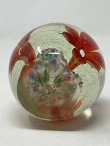 Vintage Floral Glass Paper Weight