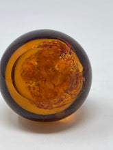 Load image into Gallery viewer, Vintage 3 Trumpet Flowers Hand Crafted Art Glass Paperweight Controlled Bubbles.B47