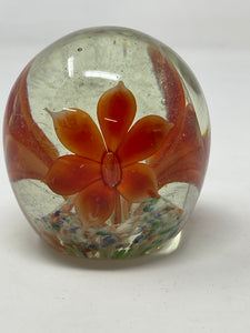 Vintage Floral Glass Paper Weight